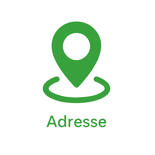 Grünes Map-Icon mit dem Texthinweis: Adresse