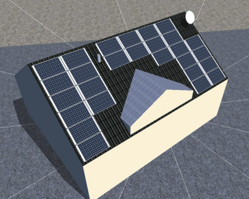 Planungsbild, Simulation einer Photovoltaikanlage in Weiperath.
