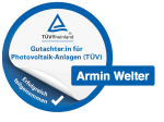 TÜV Rheinland in blau und weiß -ausgestellt auf Armin Welter, Green Future Engineering